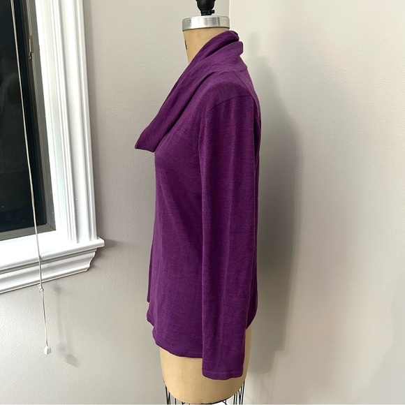 Eileen Fisher Women’s Plum Magenta Purple 100% Merino Wool Cowl Neck Sweater L - Picture 7 of 12